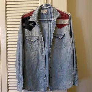 Ralph Lauren Denim & Supply denim button up shirt with American flag detail